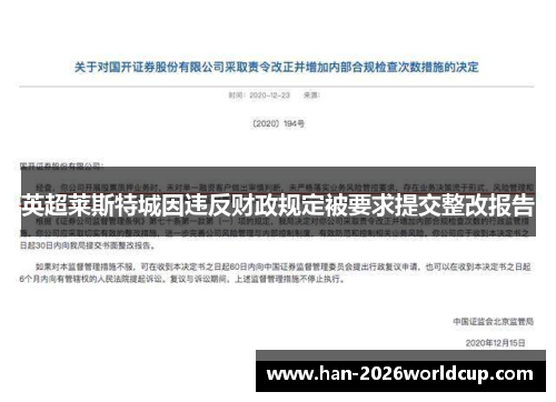 英超莱斯特城因违反财政规定被要求提交整改报告
